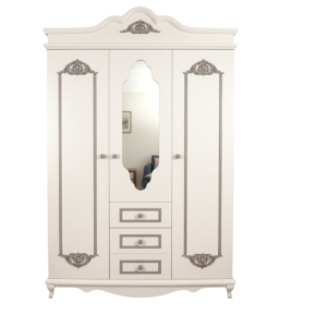 KLAS 3 KAPILI DOLAP GRİ OYMALI