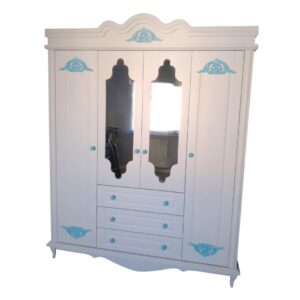 RİNG 4 KAPILI DOLAP MAVİ OYMA